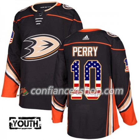 Adidas Maillot de Hockey Anaheim Ducks Corey Perry 10 2017-2018 Noir USA Flag Fashion Authentic - Enfant